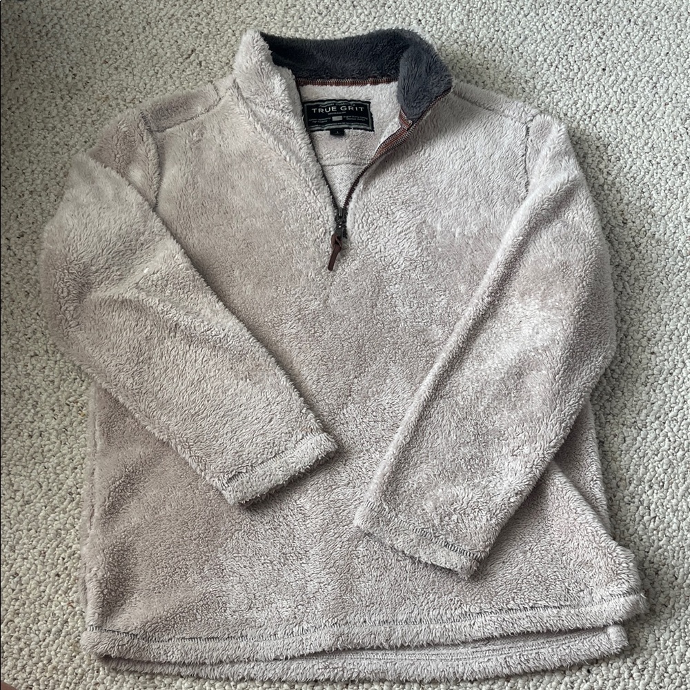 True Grit Soft Quarter-Zip Pullover in Light Gray